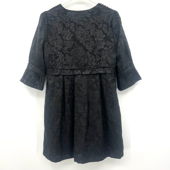 Lu Luvia Black Embellished Jacquard Half Sleeve Button Front Jacket Women Large - Picture 5 of 6